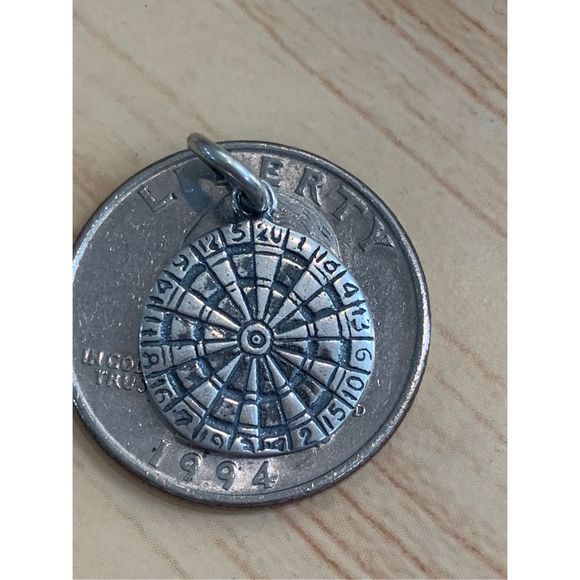 Dartboard Sterling Silver Jewelry Charm #games - Picture 2 of 3